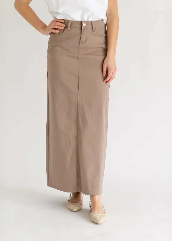 Stella Desert Taupe Long Denim Maxi Skirt - FINAL SALE