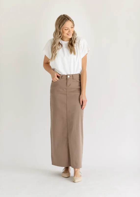 Stella Desert Taupe Long Denim Maxi Skirt - FINAL SALE