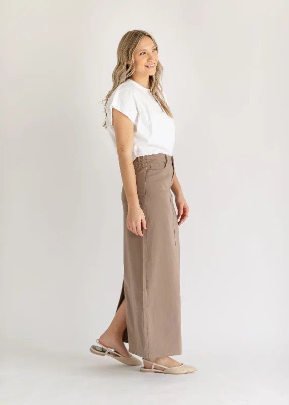 Stella Desert Taupe Long Denim Maxi Skirt - FINAL SALE