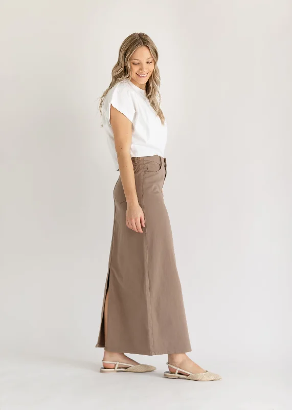 Stella Desert Taupe Long Denim Maxi Skirt - FINAL SALE