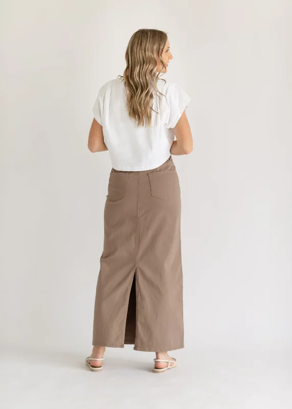 Stella Desert Taupe Long Denim Maxi Skirt - FINAL SALE