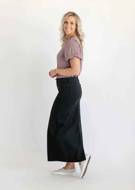 Stella Jet Black Denim Maxi Skirt