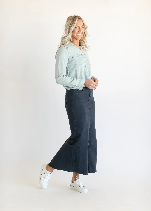 Stella Navy Denim Maxi Skirt