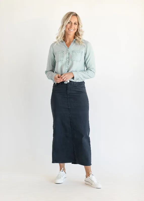 Stella Navy Denim Maxi Skirt