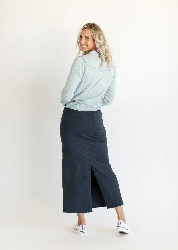 Stella Navy Denim Maxi Skirt