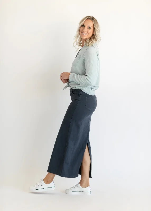 Stella Navy Denim Maxi Skirt