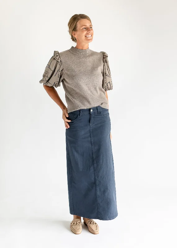 Stella Navy Denim Maxi Skirt