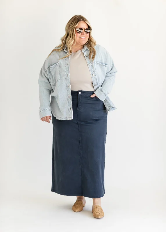 Stella Navy Denim Maxi Skirt