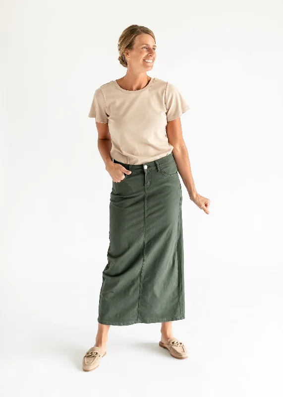 Stella Olive Branch Denim Maxi Skirt