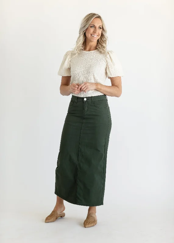 Stella Olive Branch Denim Maxi Skirt