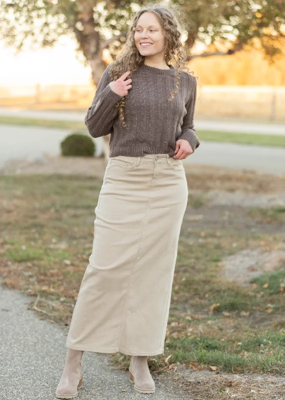 Stella Tawny Taupe Long Denim Maxi Skirt - FINAL SALE