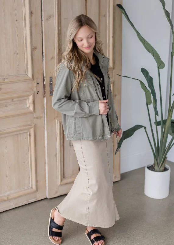 Stella Tawny Taupe Long Denim Maxi Skirt - FINAL SALE