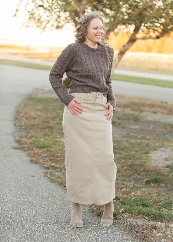 Stella Tawny Taupe Long Denim Maxi Skirt - FINAL SALE