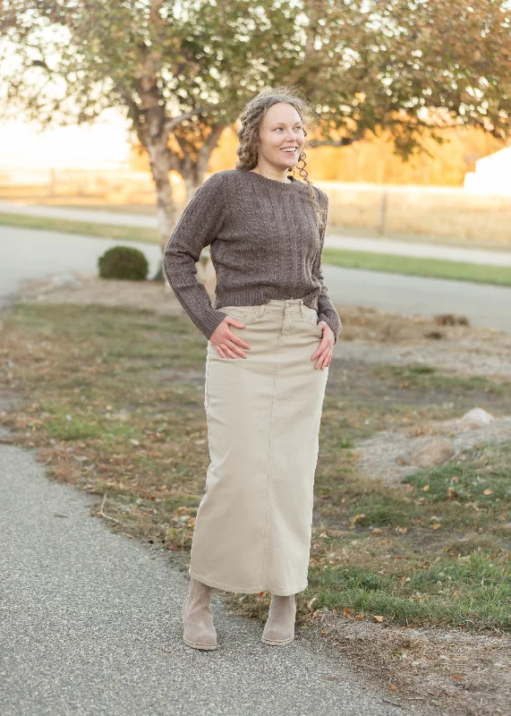 Stella Tawny Taupe Long Denim Maxi Skirt - FINAL SALE