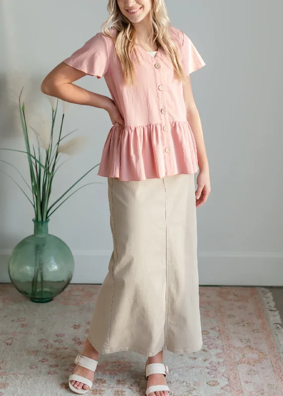 Stella Tawny Taupe Long Denim Maxi Skirt - FINAL SALE