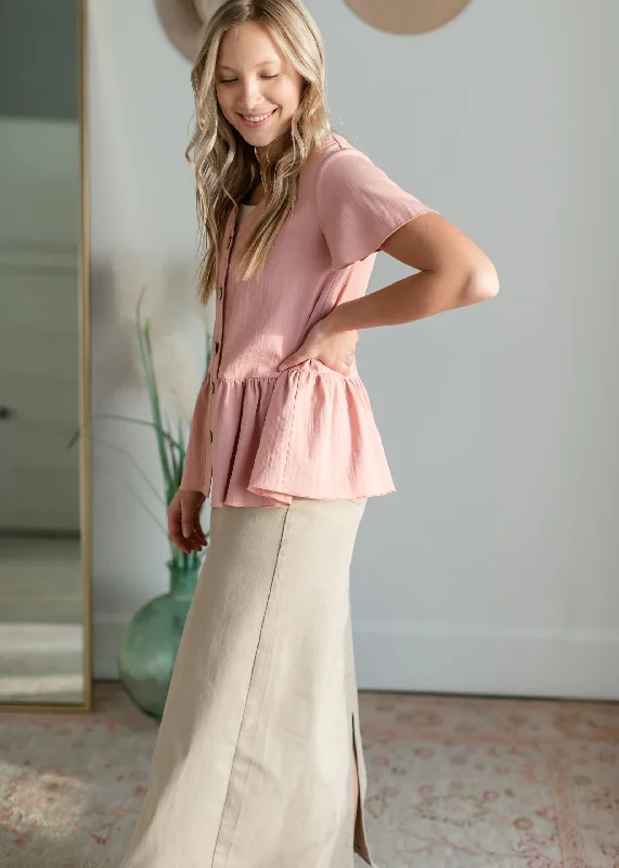 Stella Tawny Taupe Long Denim Maxi Skirt - FINAL SALE