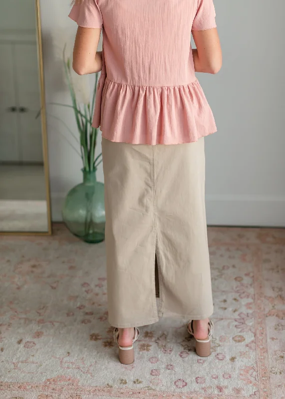 Stella Tawny Taupe Long Denim Maxi Skirt - FINAL SALE