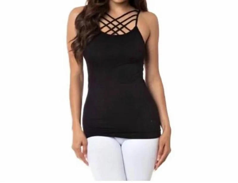 Strappy Criss Cross Cami In Black