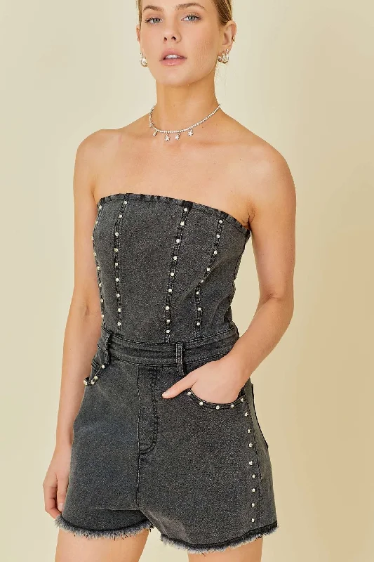 Studded Western Romper