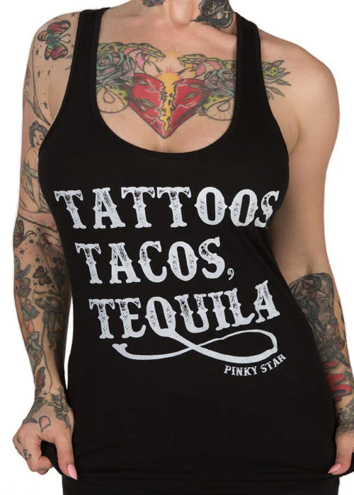 Tattoos Tacos Tequila Racerback Tank Top