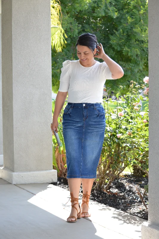 Tisa Light Washed Denim Skirt