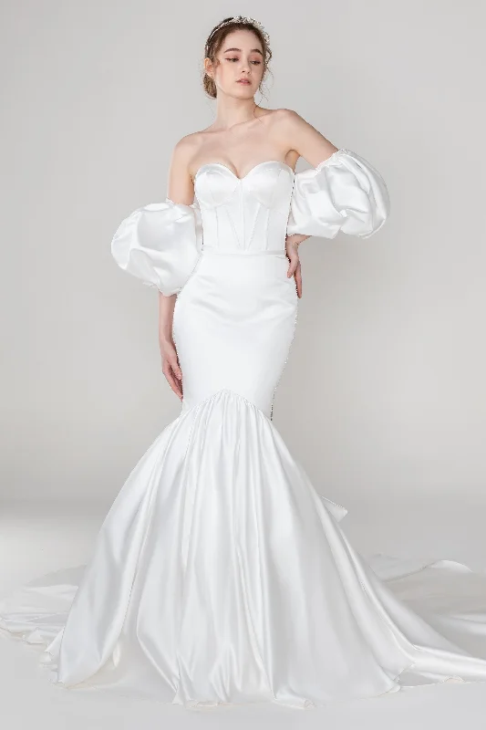 Trumpet-Mermaid Chapel Train Satin Wedding Dress CW2487