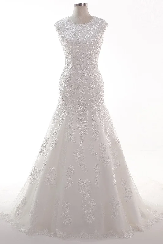 Trumpet-Mermaid Chapel Train Tulle Lace Wedding Dress CW2454