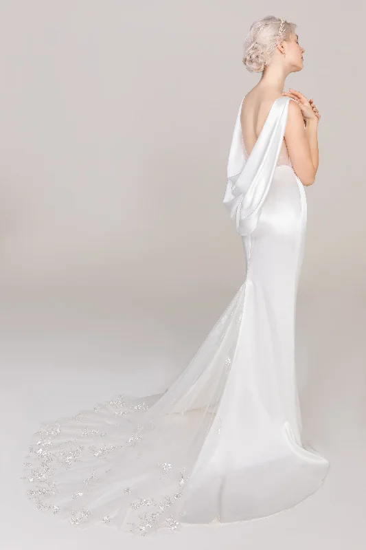 Trumpet-Mermaid Court Train Satin Wedding Dress CW2414