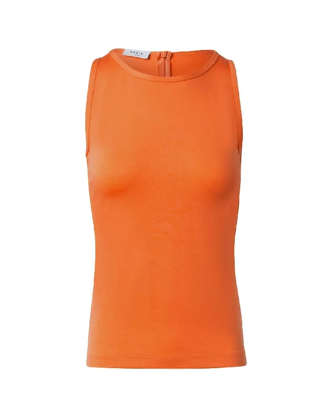 Women Fitted Knit Tank In Orange