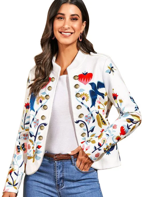 Women's Fashion Temperament Commute Cardigan Printed Coat