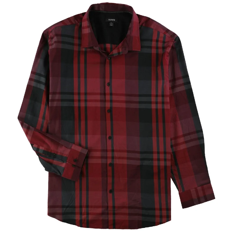 Men's Two - Tone Contrast Panel Casual Shirts in White and Navy for a Stylish and Eye - Catching DesignAlfani Mens Derby Plaid Ls Button Up Shirt Men's Two - Tone Contrast Panel Casual Shirts in White and Navy for a Stylish and Eye - Catching DesignAlfani Mens Derby Plaid Ls Button Up Shirt
