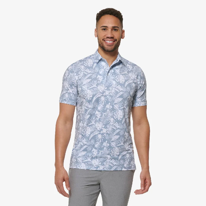 Men's Retro - Style Hawaiian Print Casual Shirts in Bold Patterns for a Tropical VacationAshley Blue Palm Print Men's Retro - Style Hawaiian Print Casual Shirts in Bold Patterns for a Tropical VacationAshley Blue Palm Print