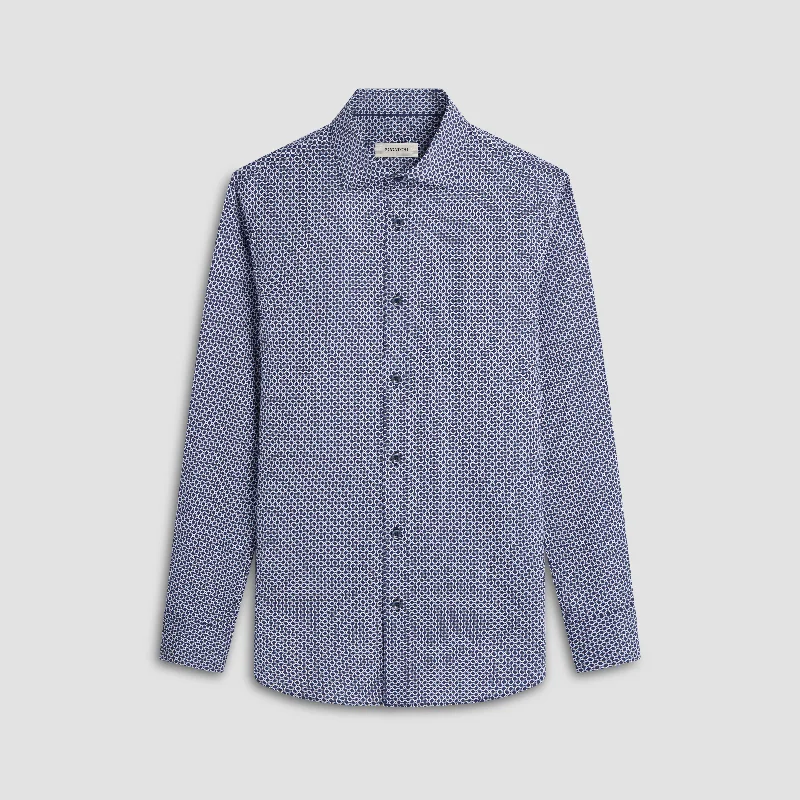 Men's Distressed Denim Casual Shirts with Frayed Edges for a Trendy and Rugged LookAxel Geometric Shirt