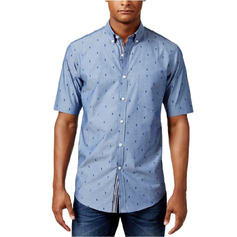 Men's Distressed Denim Casual Shirts with Frayed Edges for a Trendy and Rugged LookClub Room Mens Contrast Printed Button Up Shirt, Blue, X-Small Men's Distressed Denim Casual Shirts with Frayed Edges for a Trendy and Rugged LookClub Room Mens Contrast Printed Button Up Shirt, Blue, X-Small