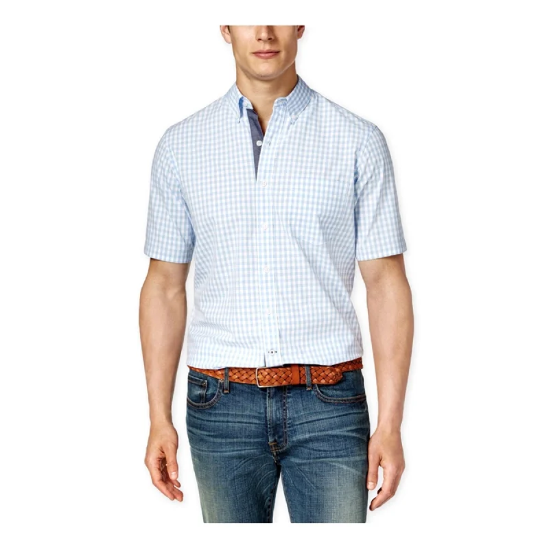 Men's Stretch - Fabric Casual Shirts in Navy Blue for a Comfortable and Flexible FitClub Room Mens Gingham Pocket Button Up Shirt, Blue, Medium Men's Stretch - Fabric Casual Shirts in Navy Blue for a Comfortable and Flexible FitClub Room Mens Gingham Pocket Button Up Shirt, Blue, Medium