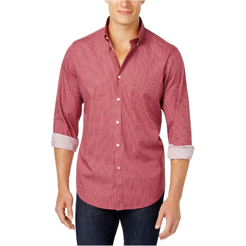 Plus Size Men's Striped Chambray Casual Shirts with a Spread Collar for a Preppy AppearanceClub Room Mens Micro-Diamond Button Up Shirt, Red, Small Plus Size Men's Striped Chambray Casual Shirts with a Spread Collar for a Preppy AppearanceClub Room Mens Micro-Diamond Button Up Shirt, Red, Small
