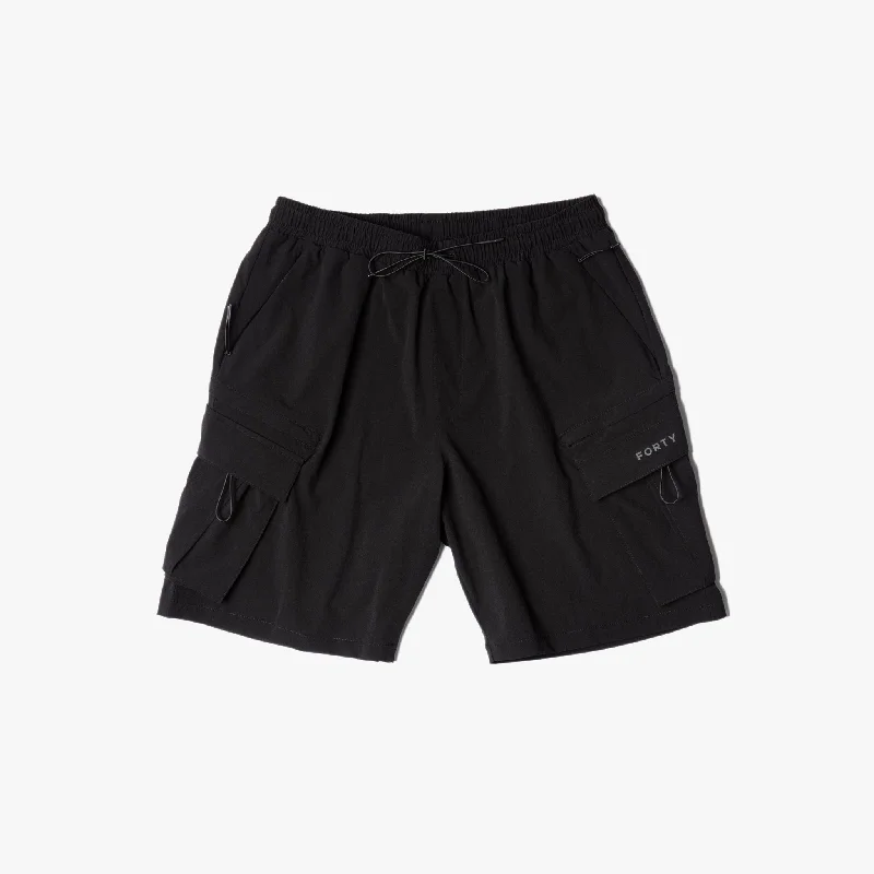 Men's side - stripe track shorts for a sporty running lookClyde Tech Cargo Shorts (Black) Men's side - stripe track shorts for a sporty running lookClyde Tech Cargo Shorts (Black)