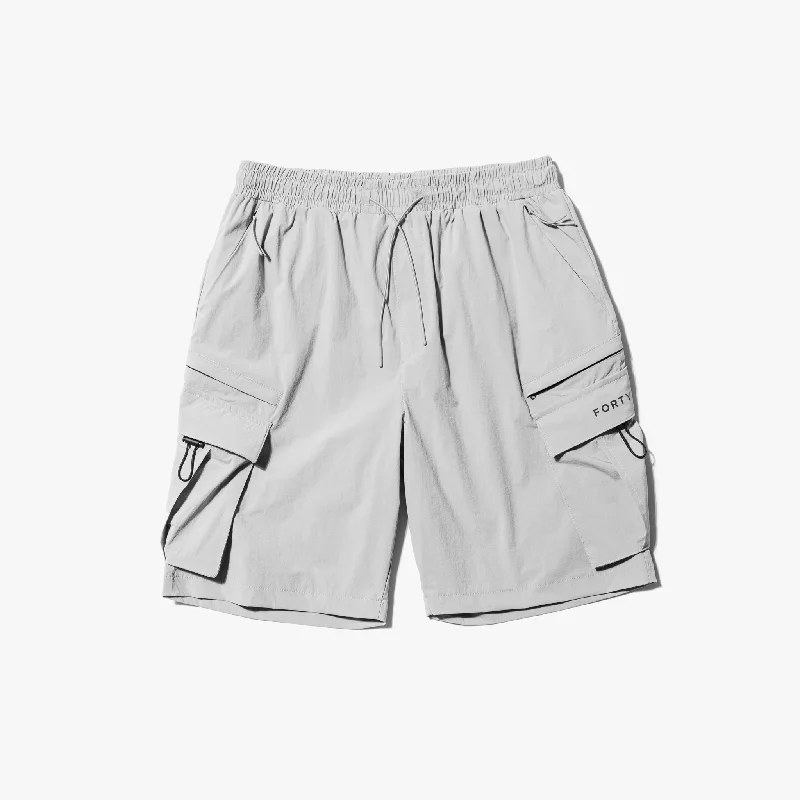 Men's drawstring casual linen shorts for a laid - back summer lookClyde Tech Cargo Shorts (Silver Grey) Men's drawstring casual linen shorts for a laid - back summer lookClyde Tech Cargo Shorts (Silver Grey)