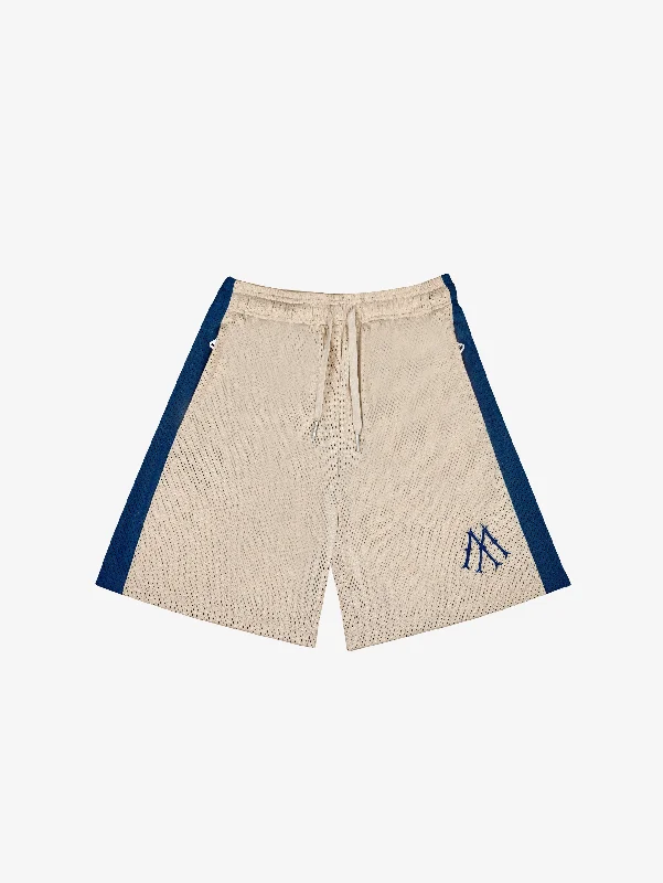 Men's breathable cotton athletic shorts for intense workoutsCREAM MESH SHORTS STRIPE "DARK BLUE" Men's breathable cotton athletic shorts for intense workoutsCREAM MESH SHORTS STRIPE "DARK BLUE"