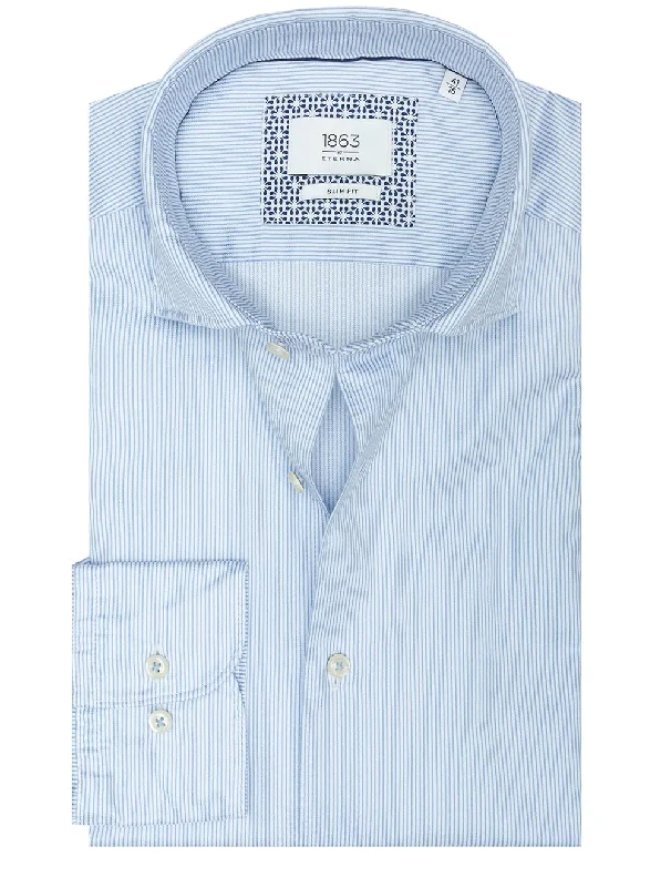 Men's Two - Tone Contrast Panel Casual Shirts in White and Navy for a Stylish and Eye - Catching DesignSuper Soft Stripe Shirt Blue Men's Two - Tone Contrast Panel Casual Shirts in White and Navy for a Stylish and Eye - Catching DesignSuper Soft Stripe Shirt Blue