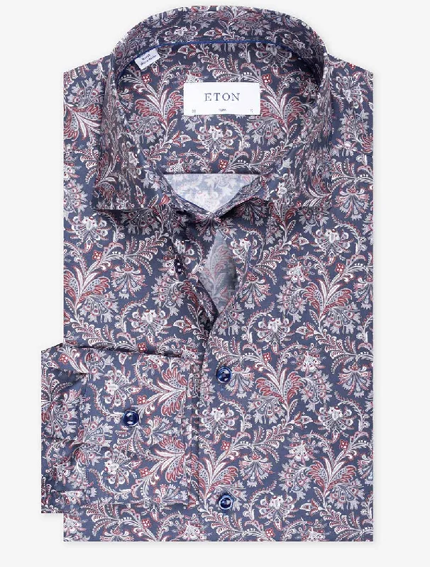 Men's Slim - Fit Printed Floral Casual Shirts in Pastel Colors for a Spring - Inspired VibeSlim Floral Casual Shirt Navy Men's Slim - Fit Printed Floral Casual Shirts in Pastel Colors for a Spring - Inspired VibeSlim Floral Casual Shirt Navy