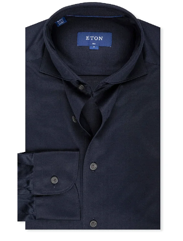 Men's Wrinkle - Resistant Polyester Blend Casual Shirts for Easy Travel and MaintenanceSlim Fit Jersey Shirt Navy Men's Wrinkle - Resistant Polyester Blend Casual Shirts for Easy Travel and MaintenanceSlim Fit Jersey Shirt Navy