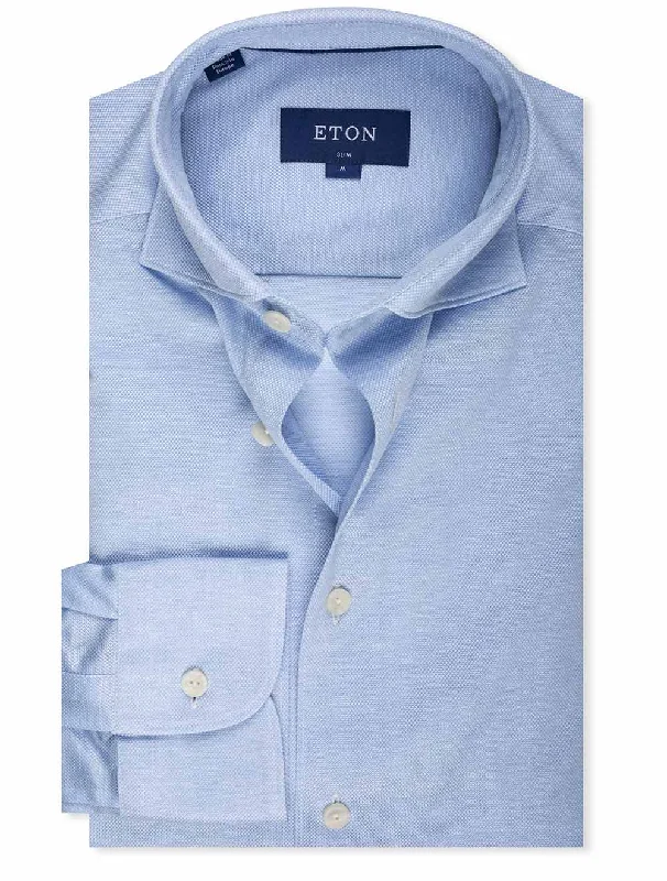 Men's Retro - Style Hawaiian Print Casual Shirts in Bold Patterns for a Tropical VacationSlim Fit Pique Oxford Shirt Blue Men's Retro - Style Hawaiian Print Casual Shirts in Bold Patterns for a Tropical VacationSlim Fit Pique Oxford Shirt Blue
