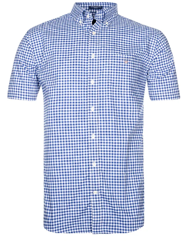 Men's Tailored Fit Checkered Casual Shirts in Multicolor for a Smart - Casual EnsembleRegular Broadcloth Gingham SS Bd College Blue Men's Tailored Fit Checkered Casual Shirts in Multicolor for a Smart - Casual EnsembleRegular Broadcloth Gingham SS Bd College Blue