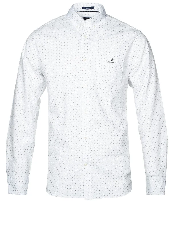 Men's Embroidered Detail Casual Shirts in Beige for a Touch of EleganceRegular Fit Micro Paisley Oxford Shirt White Men's Embroidered Detail Casual Shirts in Beige for a Touch of EleganceRegular Fit Micro Paisley Oxford Shirt White
