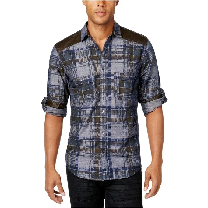 Men's Shearling - Lined Collar Casual Shirts in Brown for a Rustic and Warm AppealI-N-C Mens Long Sleeve Button Up Shirt, Blue, Small
