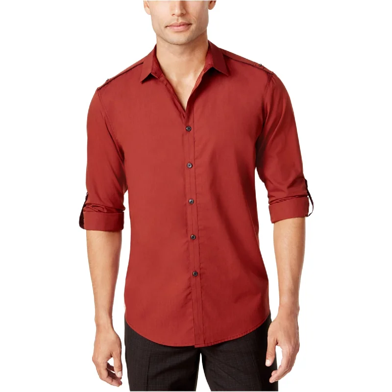 Men's Long - Line Oversized Casual Shirts in Dark Gray for a Relaxed and Modern LookI-N-C Mens Ls Utility Button Up Shirt