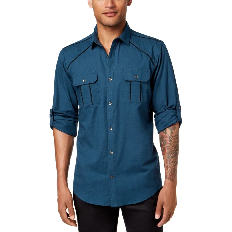 Men's Stretch - Fabric Casual Shirts in Navy Blue for a Comfortable and Flexible FitI-N-C Mens Piped Button Up Shirt, Blue, 3XL Men's Stretch - Fabric Casual Shirts in Navy Blue for a Comfortable and Flexible FitI-N-C Mens Piped Button Up Shirt, Blue, 3XL