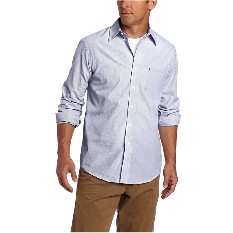 Plus Size Men's Striped Chambray Casual Shirts with a Spread Collar for a Preppy AppearanceIZOD Mens Striped Essential Button Up Shirt, Blue, Small Plus Size Men's Striped Chambray Casual Shirts with a Spread Collar for a Preppy AppearanceIZOD Mens Striped Essential Button Up Shirt, Blue, Small