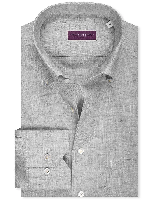 Plus Size Men's Striped Chambray Casual Shirts with a Spread Collar for a Preppy AppearanceArizona Linen Shirt Grey Plus Size Men's Striped Chambray Casual Shirts with a Spread Collar for a Preppy AppearanceArizona Linen Shirt Grey